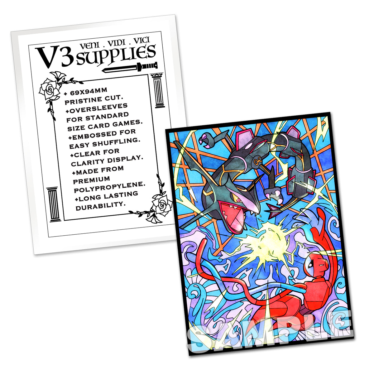 レックウザ＆デオキシス ステンドグラスアート スタンダードサイズ