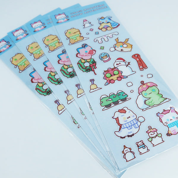 Digital Snow Adventure Waterproof Transparent Sticker Set