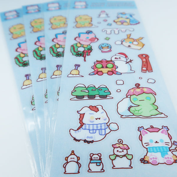 Digital Snow Adventure Waterproof Transparent Sticker Set
