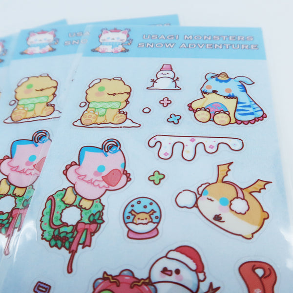 Digital Snow Adventure Waterproof Transparent Sticker Set