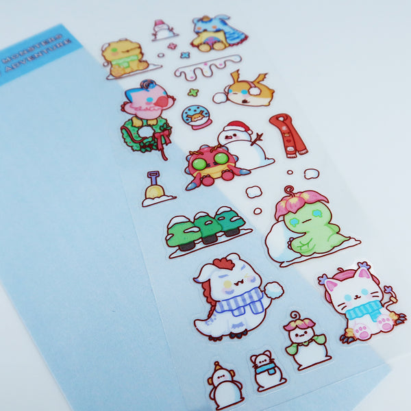 Digital Snow Adventure Waterproof Transparent Sticker Set