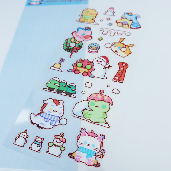 Digital Snow Adventure Waterproof Transparent Sticker Set