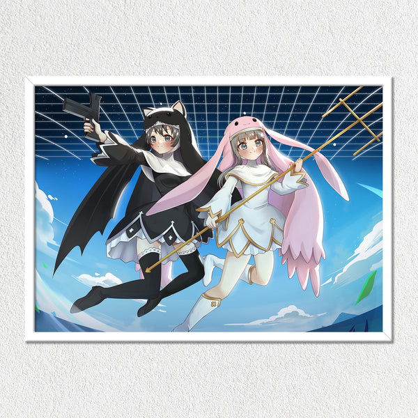 Sisters Noir & Blanc Mounted Art Print