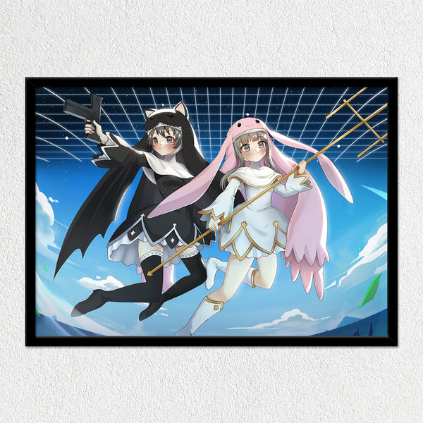 Sisters Noir & Blanc Mounted Art Print