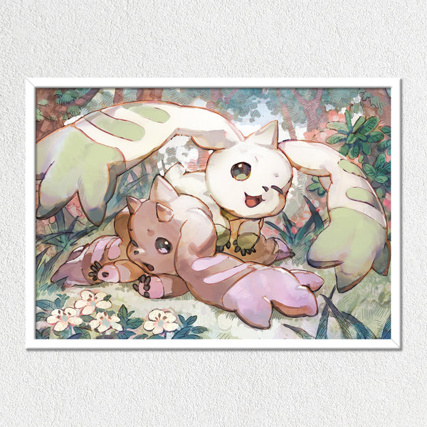 Terrier & Lop Forest Adventure Mounted Art Print