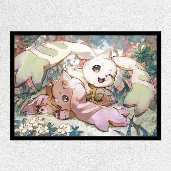 Terrier & Lop Forest Adventure Mounted Art Print