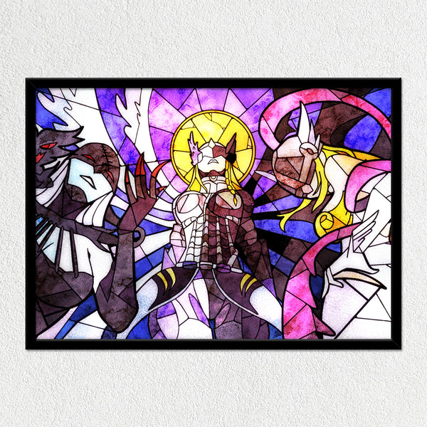 Digital Ladies Stained Glass Mounted Art Print