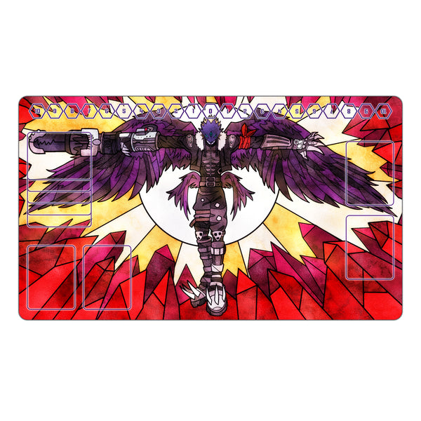 Beelzemon Blast Mode Stained Glass Art TCG Playmat TCG Playmat