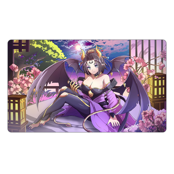 Lilithmon resting in a Ryokan TCG Playmat