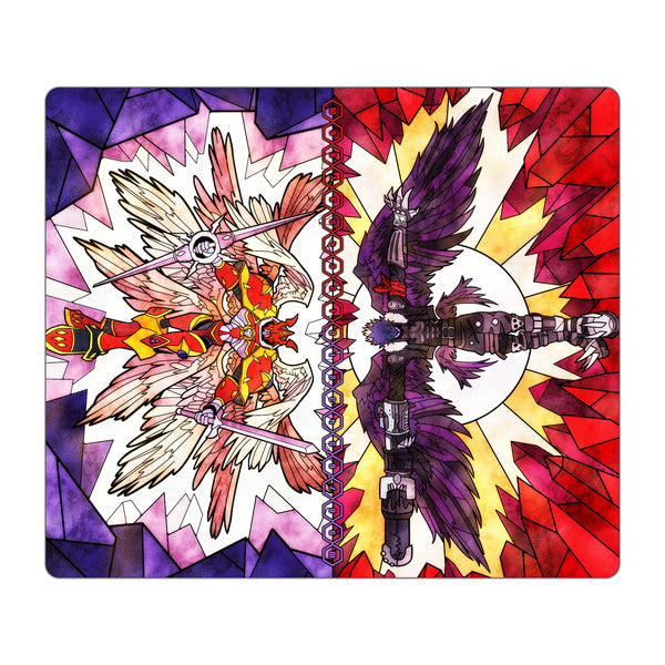 Beelzemon Blast & Gallantmon Crimson Stained Glass Art TCG 2-Player Playmat