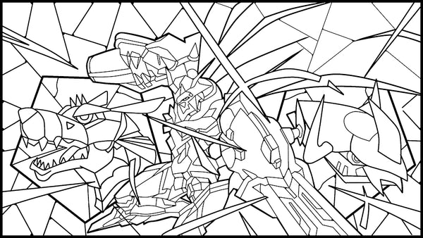 Omnimon | Omegamon Stained Glass Art TCG Playmat