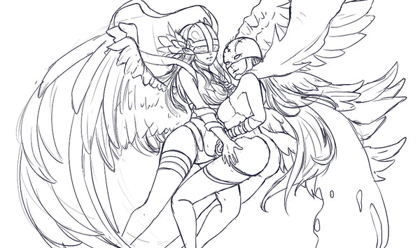 Angewomon & LadyDevimon TCG Playmat