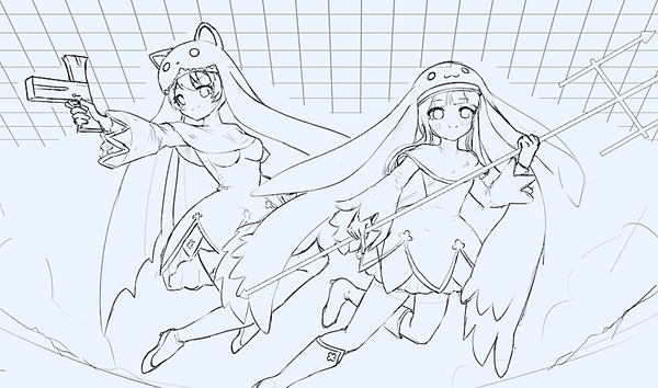 Sistermon Noir & Sistermon Blanc Anime Style TCG Playmat