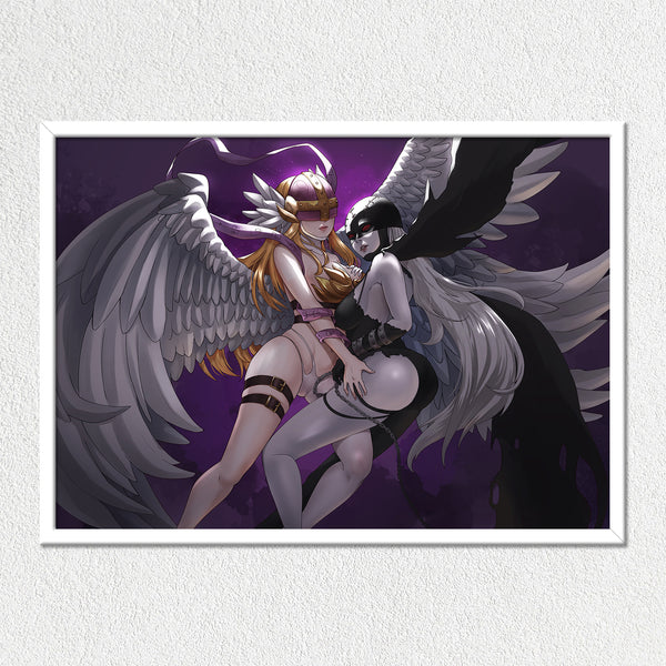 Lady Angel & Lady Devil Mounted Art Print