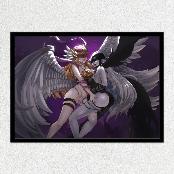 Lady Angel & Lady Devil Mounted Art Print