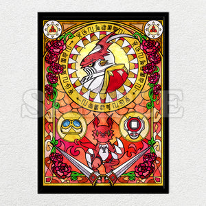 Gallantmon & Guilmon Stained Glass Mounted Art Print