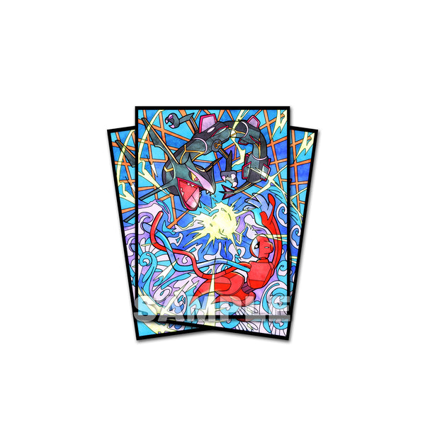 Rayquaza & Deoxys Stained Glass Art Standard Size Card Sleeves