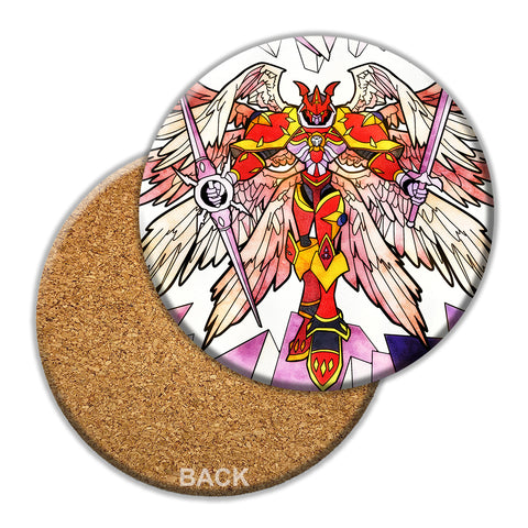 Gallantmon Crimson Mode Stained Glass Ceramic Coaster