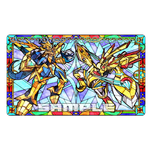 Magnamon X and Rapidmon X Stained Glass Art TCG Playmat