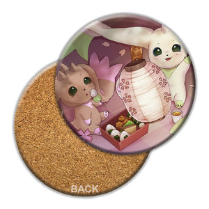Terriermon & Lopmon Sakura Picnic Ceramic Coaster