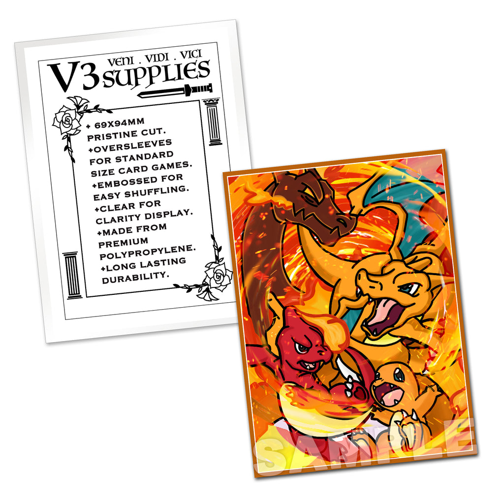 charizard box with card display and sleeves Charizard Evolutions Standard Size Card Sleeves – Usagi Draws