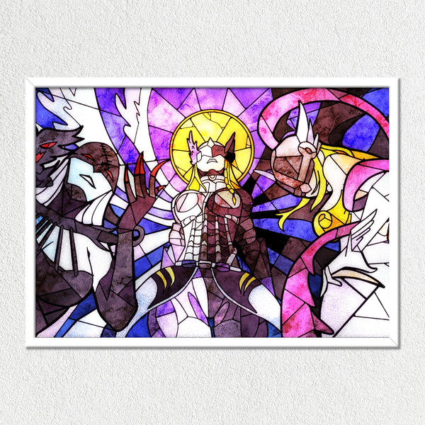 Digital Ladies Stained Glass Mounted Art Print
