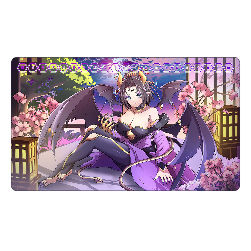 Lilithmon resting in a Ryokan TCG Playmat Usagi Draws Lilithmon resting in a Ryokan TCG Playmat Usagi Draws