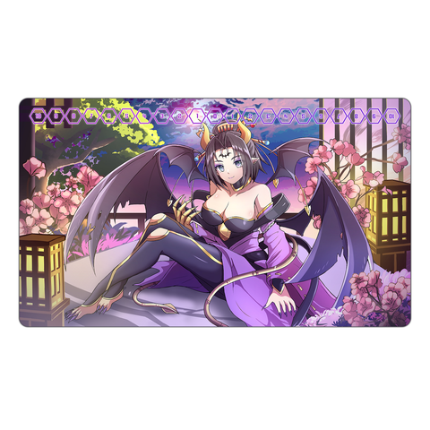 Lilithmon resting in a Ryokan TCG Playmat