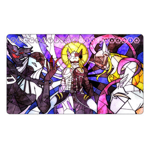 Mastemon, LadyDevimon, Angewomon Stained Glass Art TCG Playmat Usagi Draws Mastemon, LadyDevimon, Angewomon Stained Glass Art TCG Playmat Usagi Draws