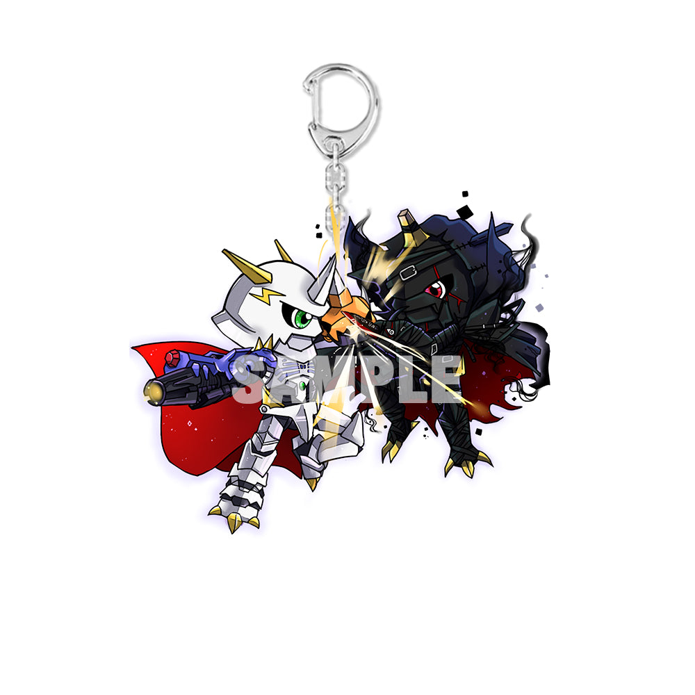 Omnimon vs Zwart Defeat Chibi Acrylic Keychain – Usagi Draws