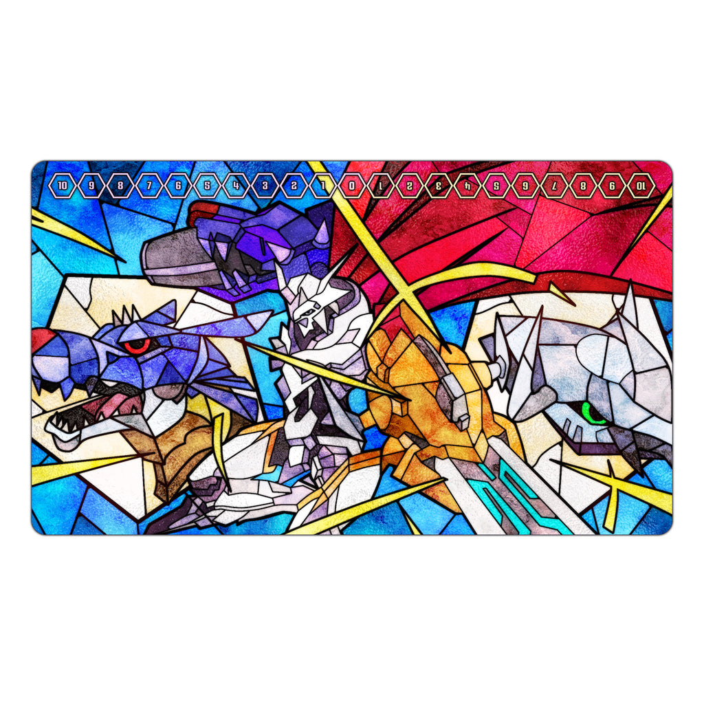Omnimon | Omegamon Stained Glass Art TCG Playmat Usagi Draws Omnimon | Omegamon Stained Glass Art TCG Playmat Usagi Draws